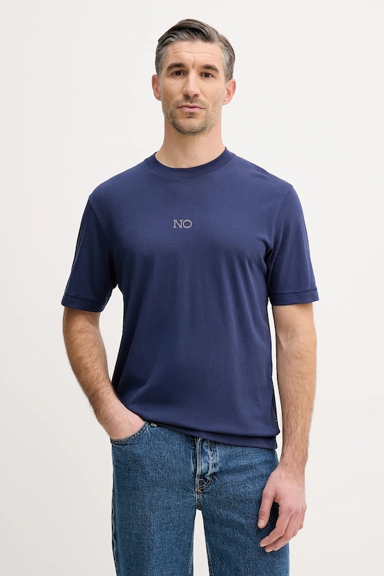 

Хлопковая футболка Sisley, темно-синий