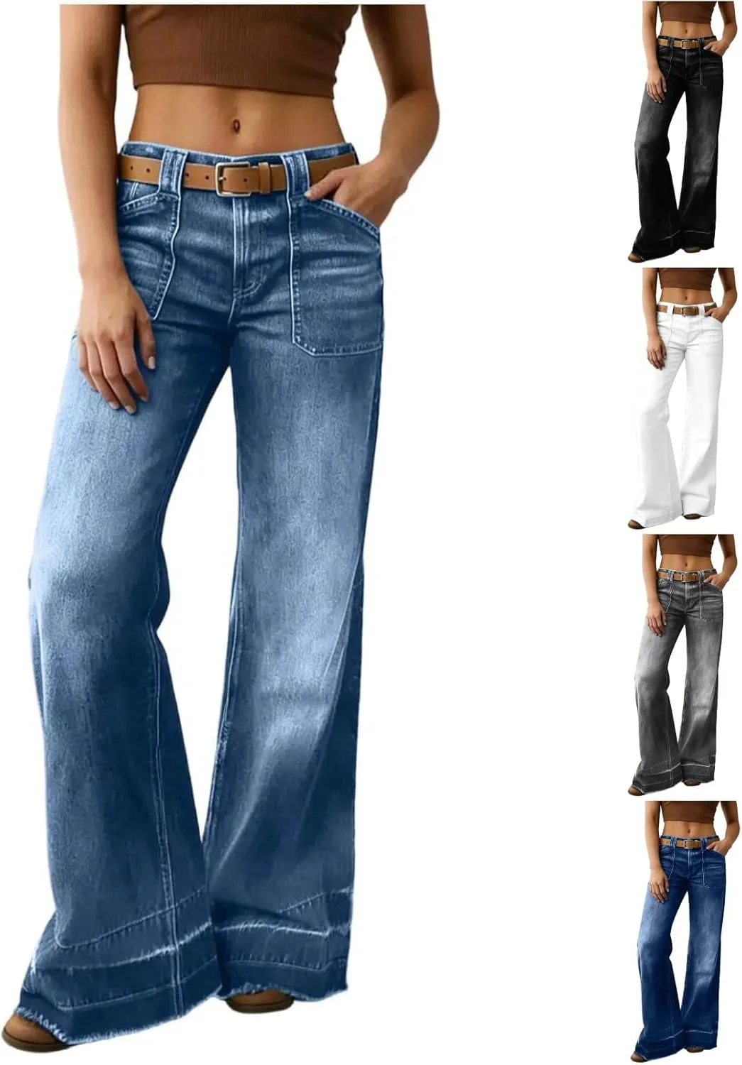 

Женские джинсы Casual High Waist Loose Wide Leg Stretch Denim BXJX