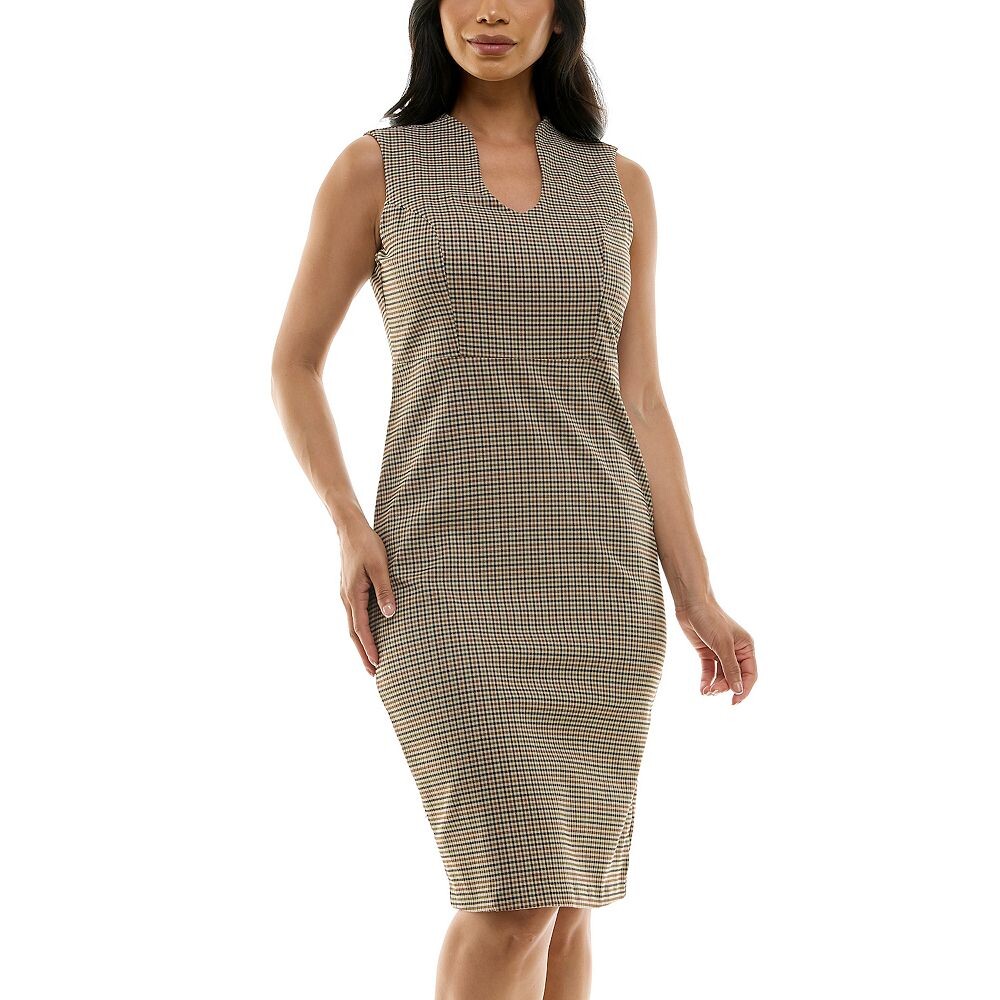 

Женское платье миди Nina Leonard с U-образным вырезом, цвет Black Tan Plaid