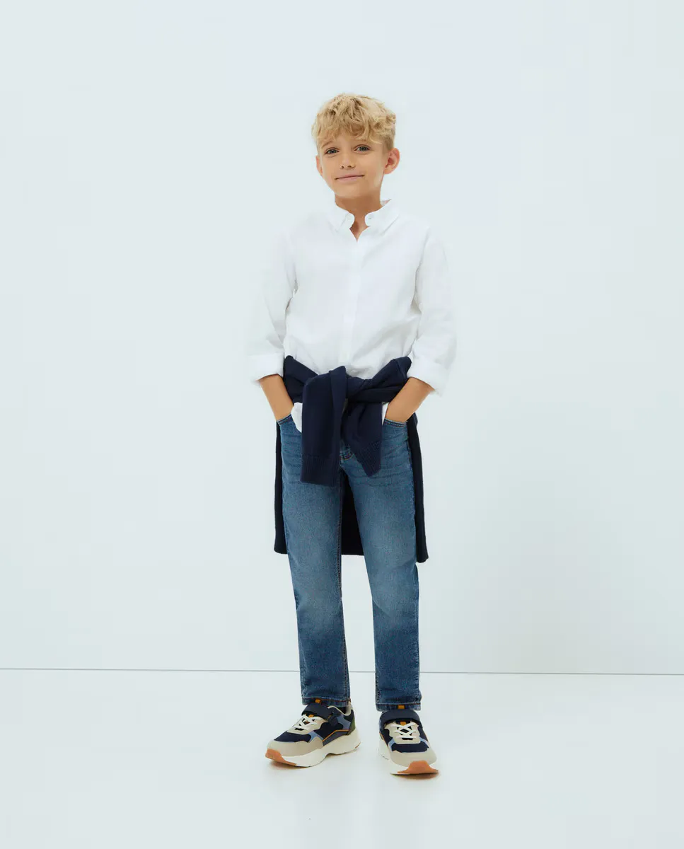 Однотонная оксфордская рубашка для мальчика Kids El Corte Inglés, белый — фото 2