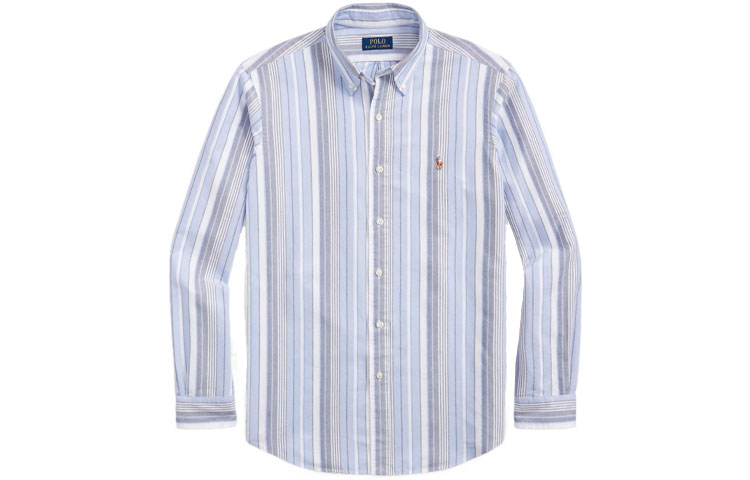 

Полосатая хлопковая рубашка Polo Ralph Lauren, светло-голубой