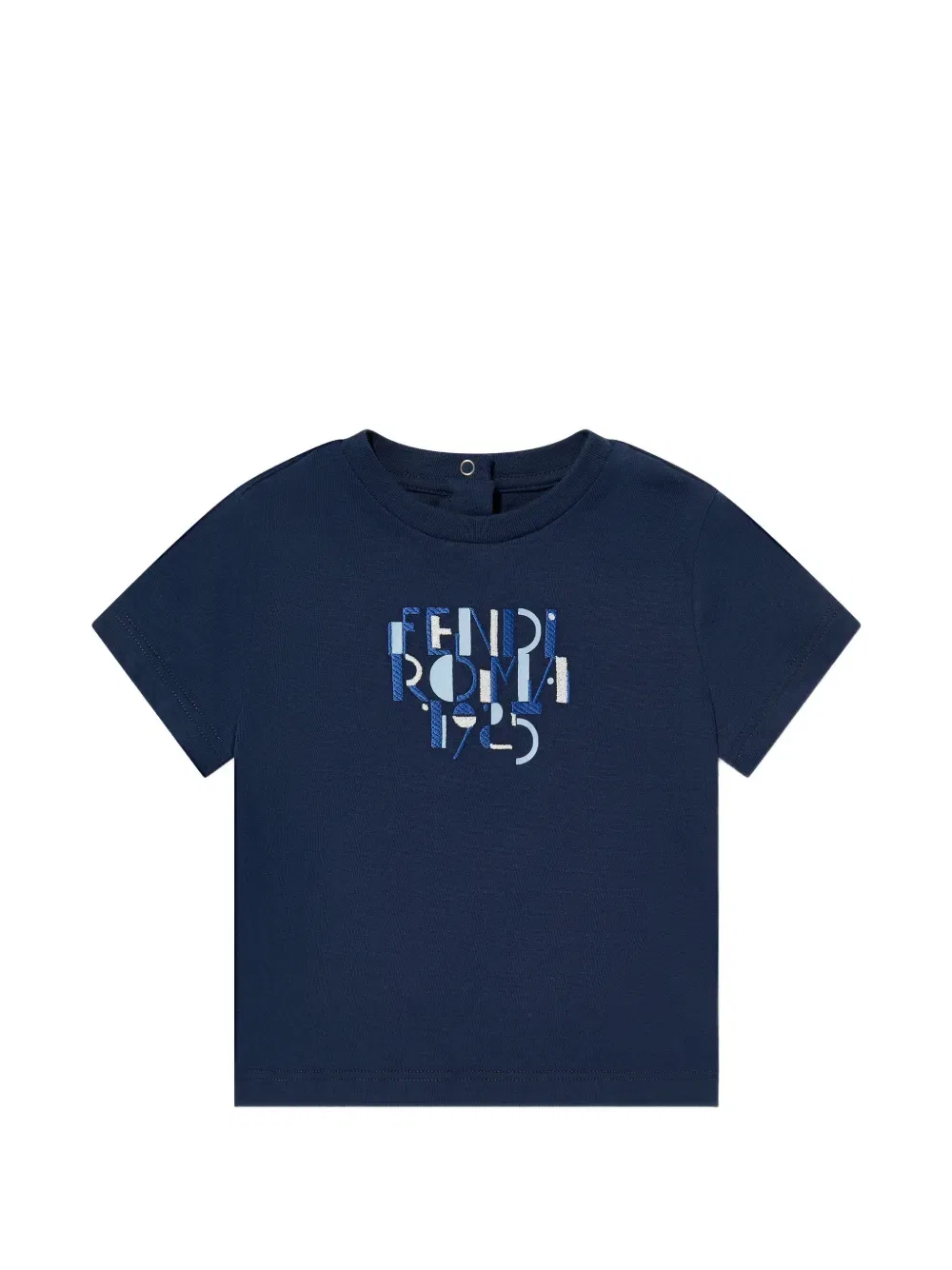 Футболка с вышитым логотипом Fendi Kids, синий