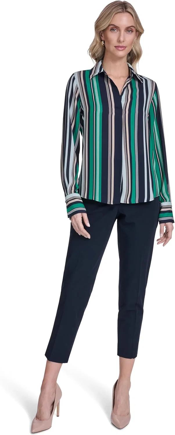 Блуза с длинным рукавом, поло, Tommy Hilfiger, темно-синий/серый — фото 2