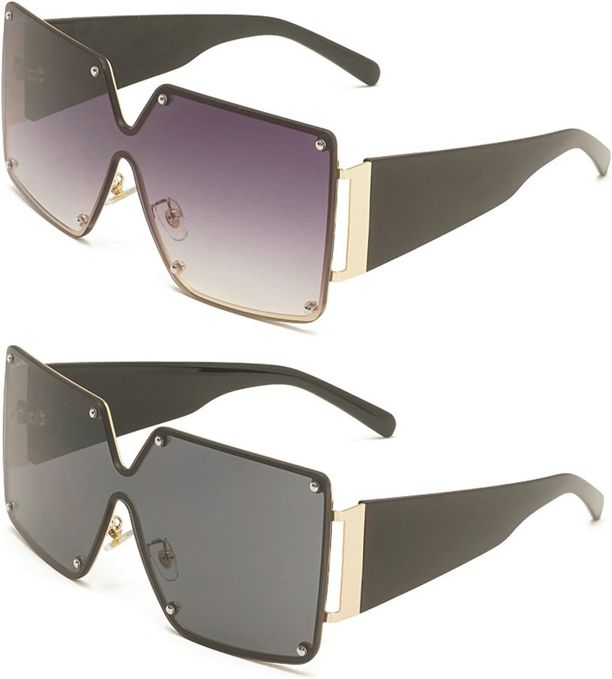 

COTIA Модные винтажные солнцезащитные очки большого квадратного размера для женщин, массивная металлическая оправа, градиентные солнцезащитные очки с защитой от УФ-излучения UV400, Gradient Gray&black