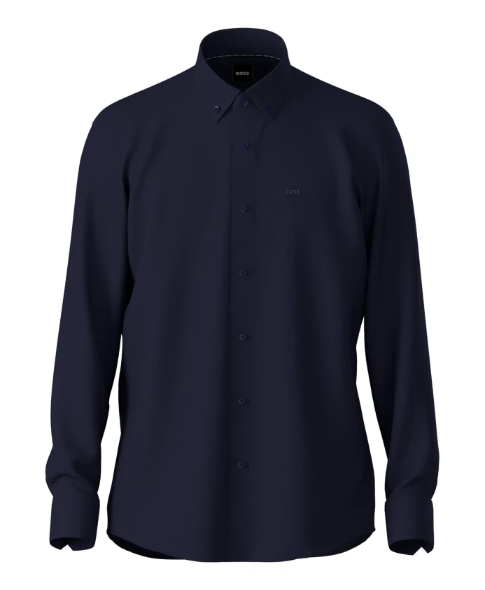 

Рубашка стандартного кроя из плотного трикотажа из смесовой хлопковой ткани. Hugo, синий