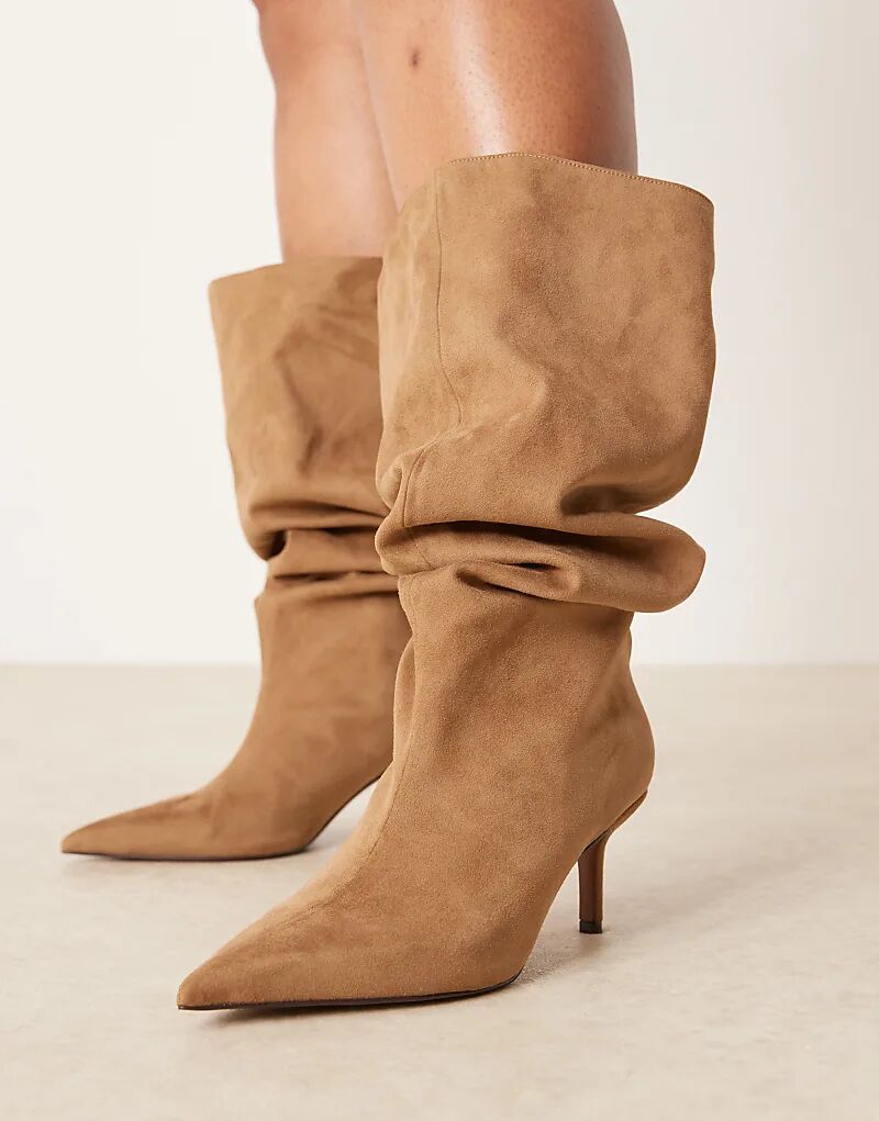 Сапоги Cydney Curve от ASOS DESIGN с завышенной талией, замшевые, песочного цвета — фото 2