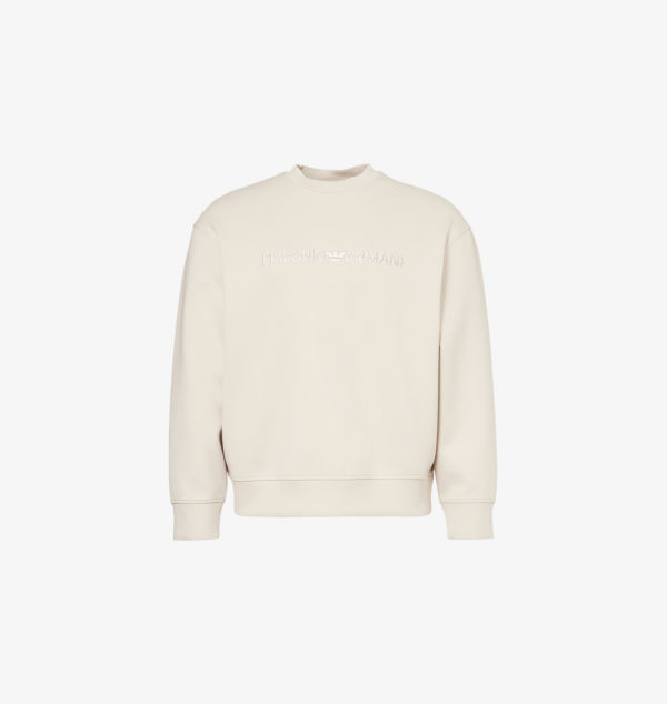 

Свитшот из хлопчатобумажной ткани с вышитым логотипом Eagle Emporio Armani, цвет silver lining
