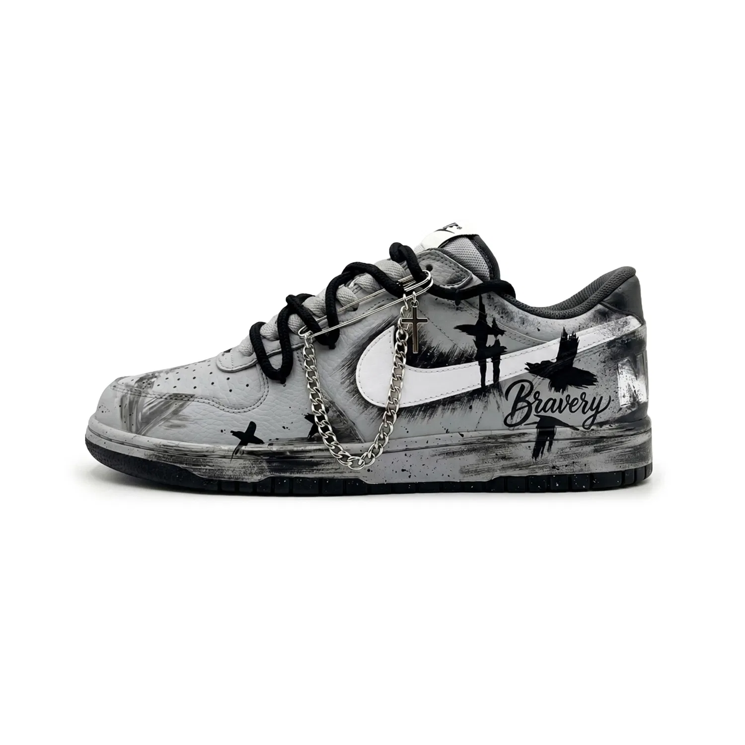 Кроссовки кожаные Nike Big Low серые — фото 3