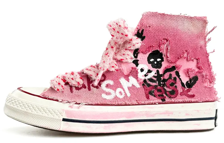 

1970-е годы Кеды унисекс с высоким берцем розового/черного цвета Converse
