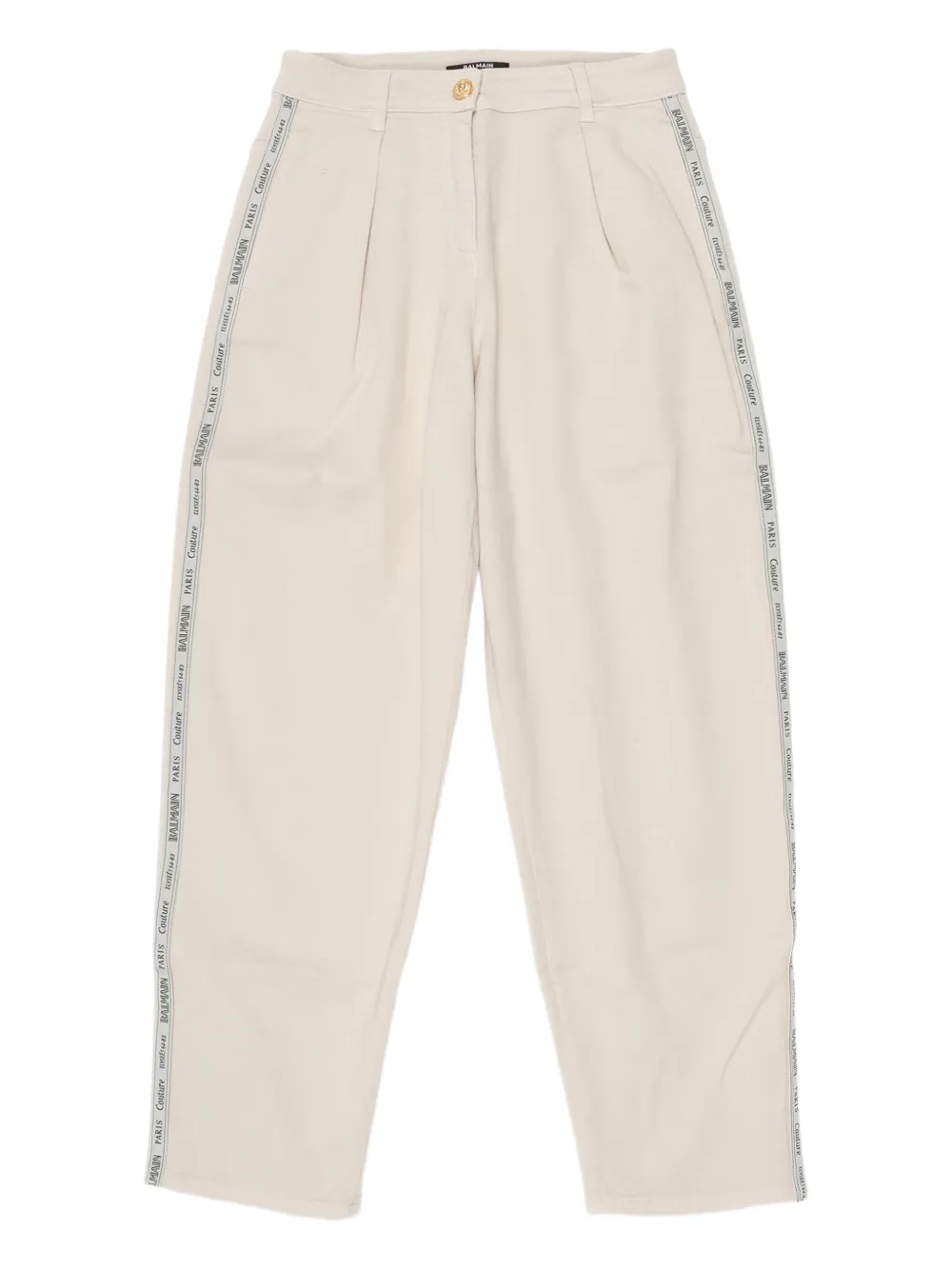 

Брюки с лампасами и складками Balmain Kids, нейтральный