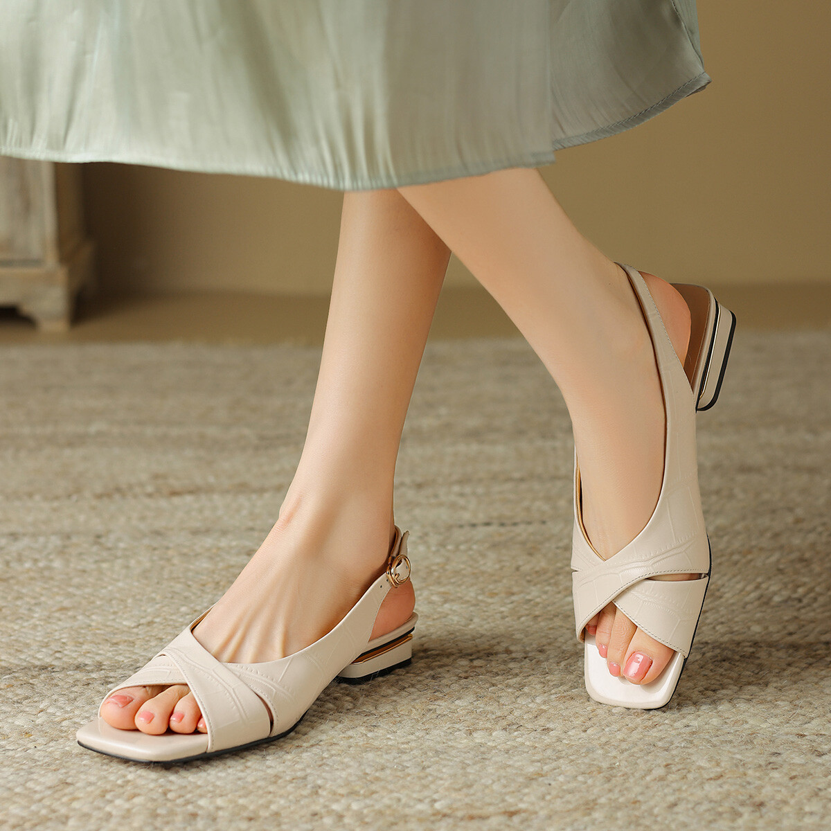 Туфли женские повседневные Women's Casual Shoes Women's Beige Mulinsen — фото 4