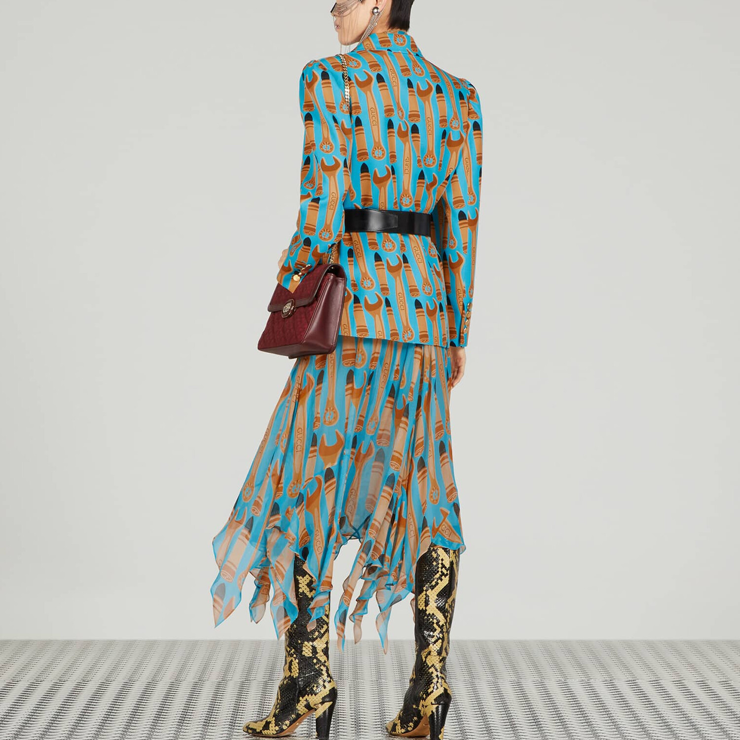 Повседневная длинная юбка женская синяя Gucci — фото 3