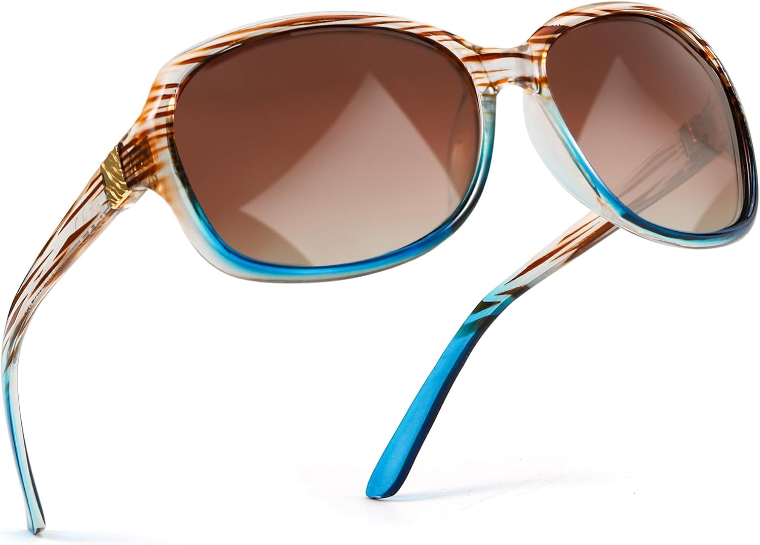 

Поляризованные солнцезащитные очки SIPHEW для женщин | Винтажные квадратные солнцезащитные очки с защитой от УФ-излучения UV400 | Женские солнцезащитные очки с обтекаемой формой, A31 Bluestripe/Brown Polarized Sunglasses