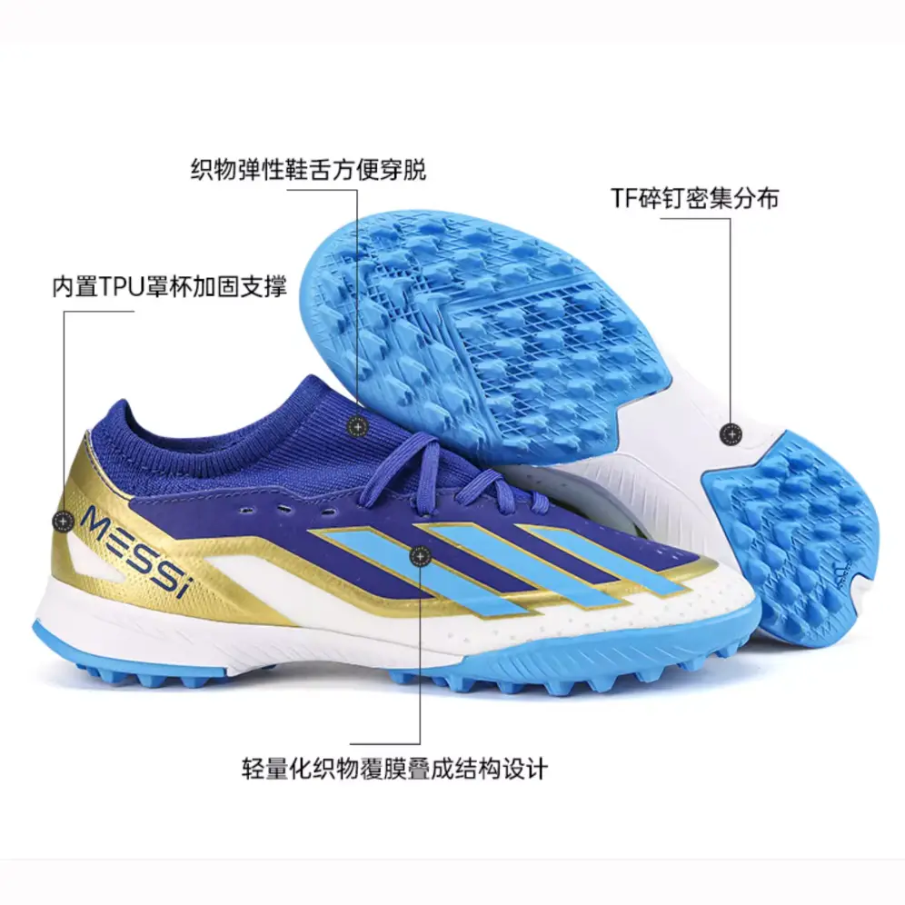 Crazyfast Messi League Turf Lucid Blue Blue Burst Cloud White GS Adidas, Transparent синий/Flash синий/белый — фото 3