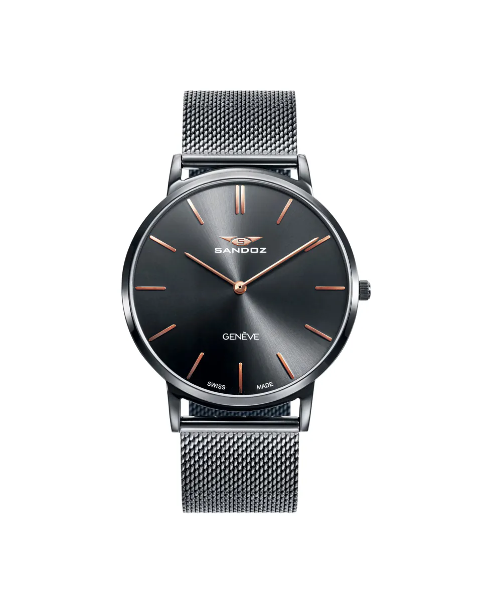 

Мужские часы Classic Slim из стали с миланской сеткой Sandoz, черный