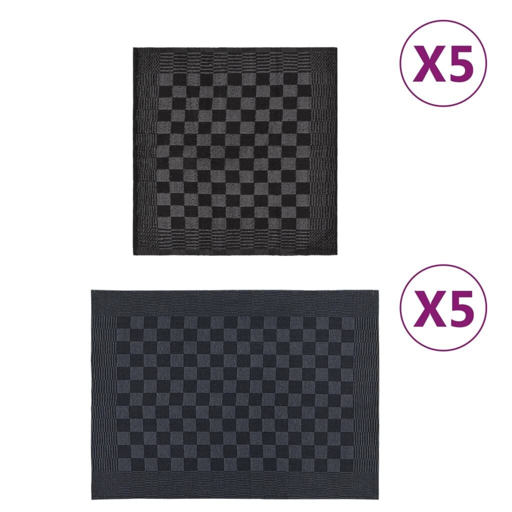 

VidaXL 10 шт. Комплект полотенец черный и серый хлопок