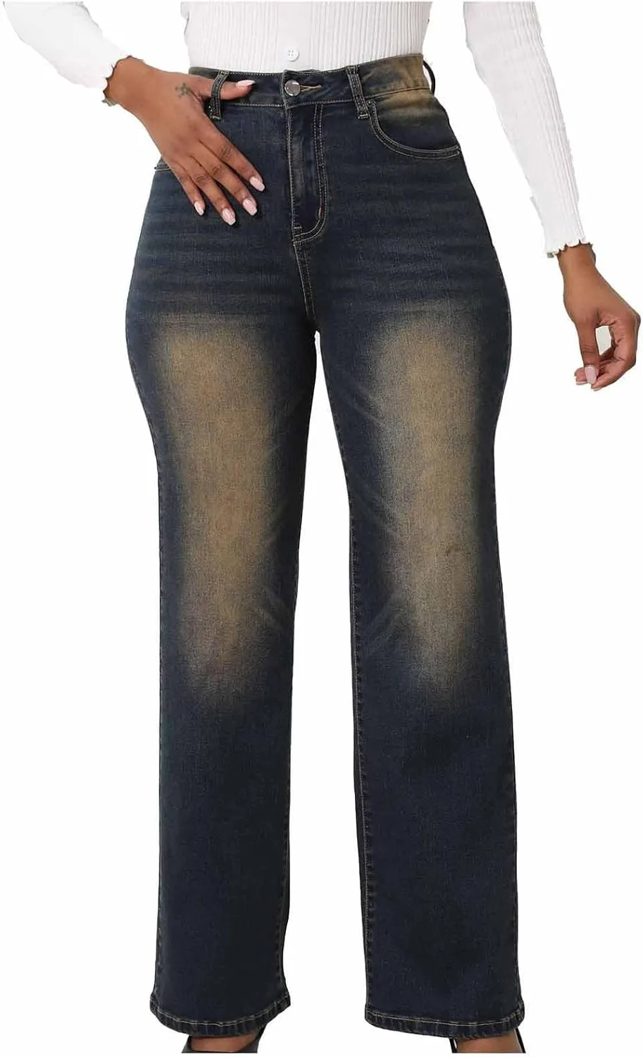 

FZYLQY женские потертые прямые джинсы boyfriend с высокой посадкой