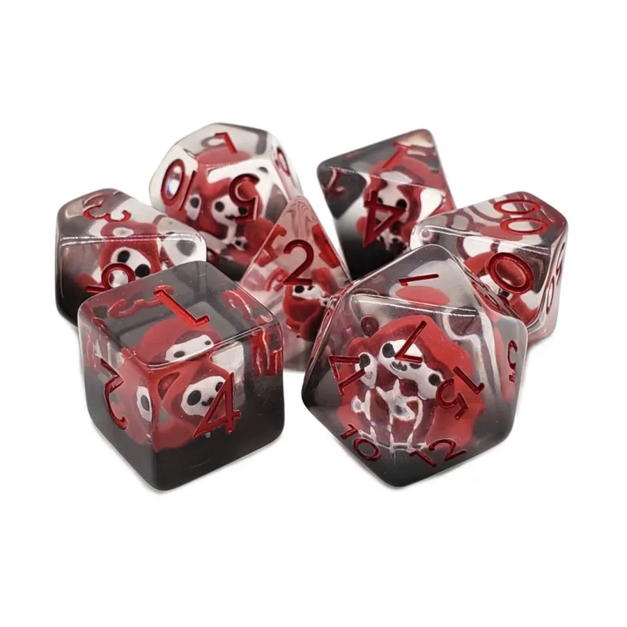 

Poly Set Ghost — красный с красным (7), Acrylic-Resin Dice - Infused