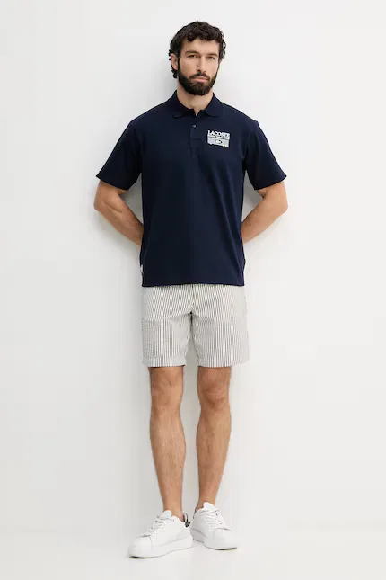 Поло из эластичного хлопка Lacoste, синий — фото 2