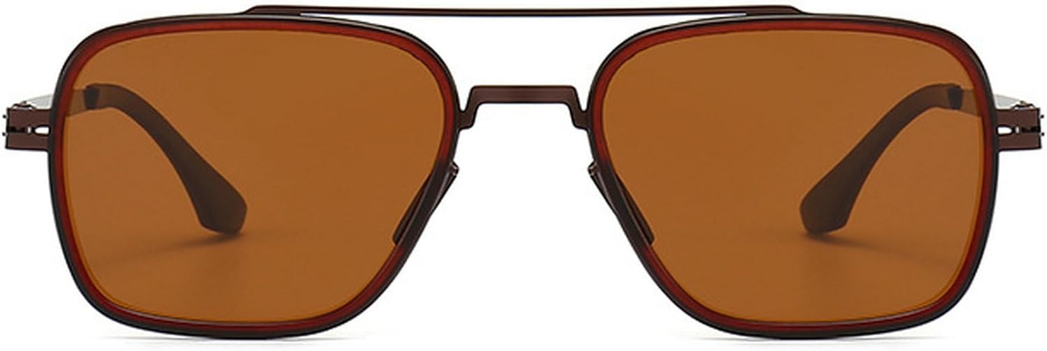 

Поляризованные солнцезащитные очки для мужчин, ретро, ​​металлические квадратные солнцезащитные очки с двойной перемычкой, для вождения, зеленые и черные, UV400 mincl, Brown