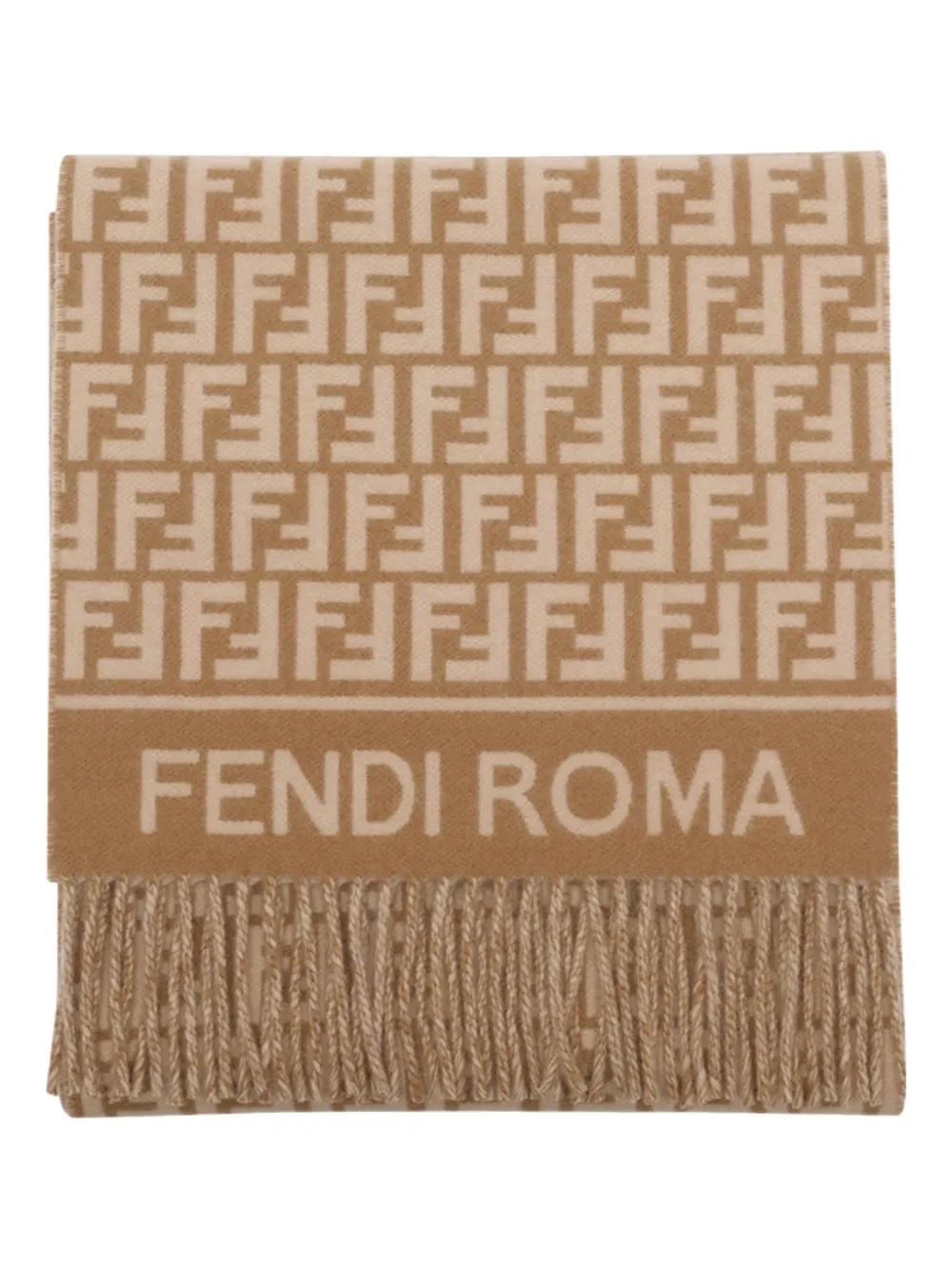 

Шарф с логотипом в стиле FF Fendi, коричневый