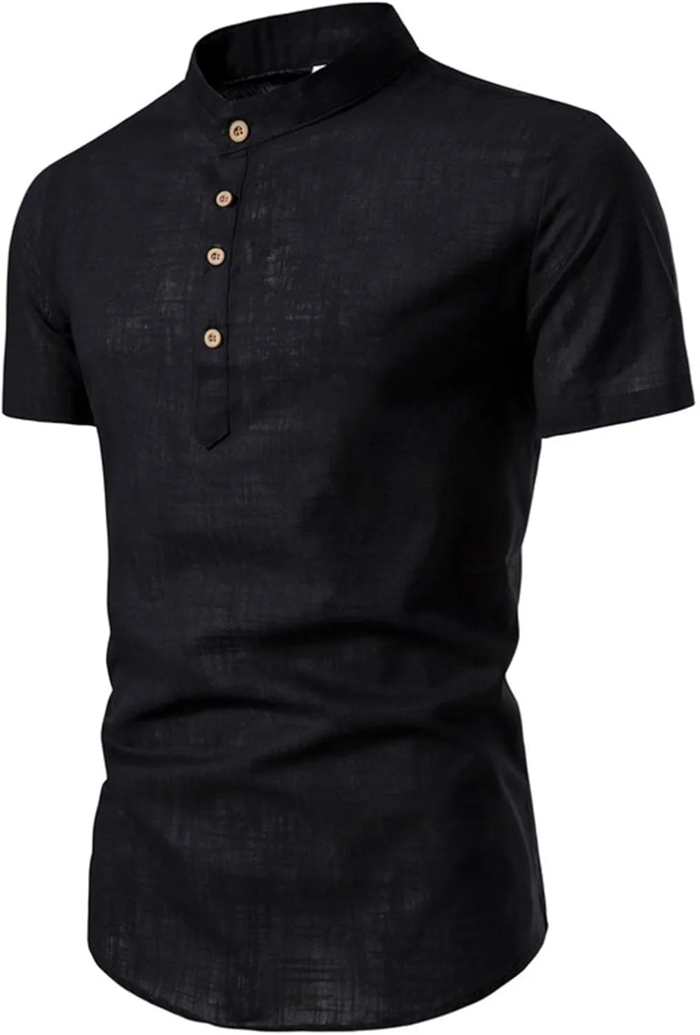 

Мужская льняная рубашка-поло с коротким рукавом и планкой HJINGSUN