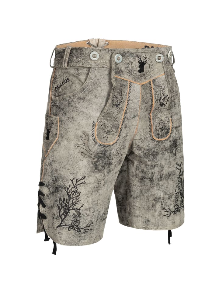 

PAULGOS Кожаные шорты, натуральная кожа, модель HK3 ANTIK, цвет полуночно-серый