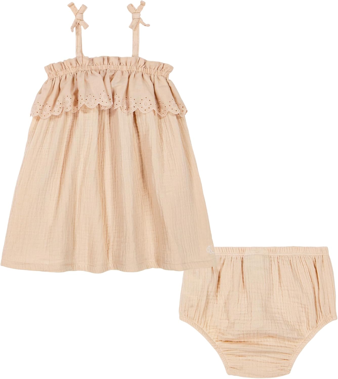 

Платье Calvin Klein Girls Woven Dress с подгузником, Putty