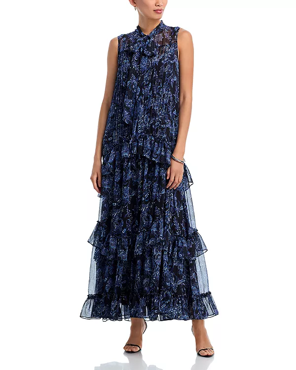 

Длинное богемное платье с металлическим узором «пейсли» - эксклюзив Aqua, синий