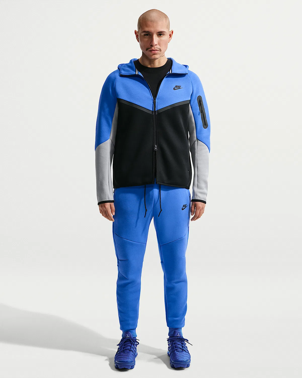Мужская флисовая ветровка Nike Tech на молнии, Blue Crystal/Black/Light Smoke Grey/Black — фото 4