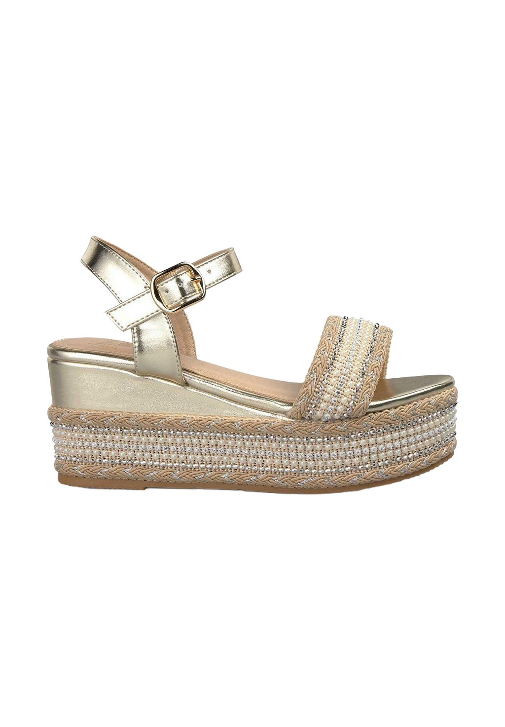 Босоножки на танкетке Sandali con tacco Alma Blue, золотой