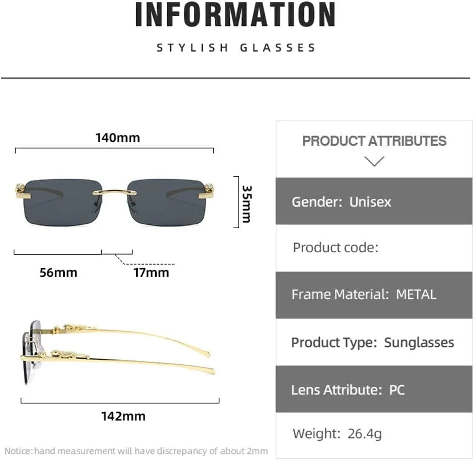 

Солнцезащитные очки без оправы, прямоугольной формы, женские и мужские, градиентные, с защитой от УФ-излучения UV400, ретро, ​​без оправы TVTBBVV, 06 Gold-red