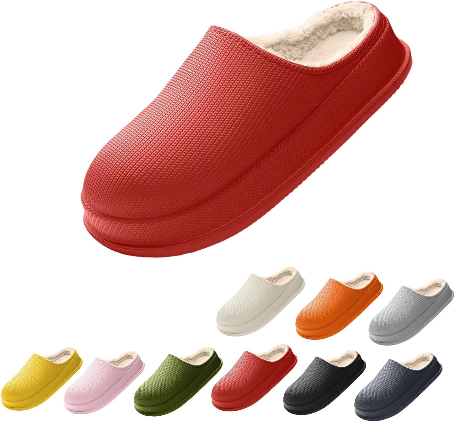 

Домашние тапочки Cloud для женщин и мужчин, водонепроницаемые, теплые зимние тапочки с плюшевой флисовой подкладкой, противоскользящие Generic, красный
