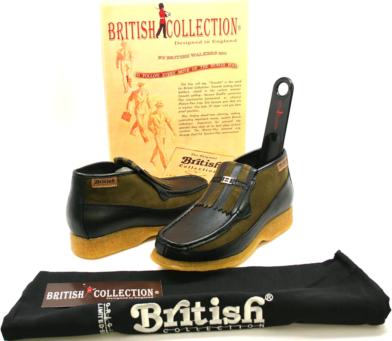 Мужская обувь British Collection Apollo слипоны из кожи, длиной до щиколотки, черный/зеленый — фото 2