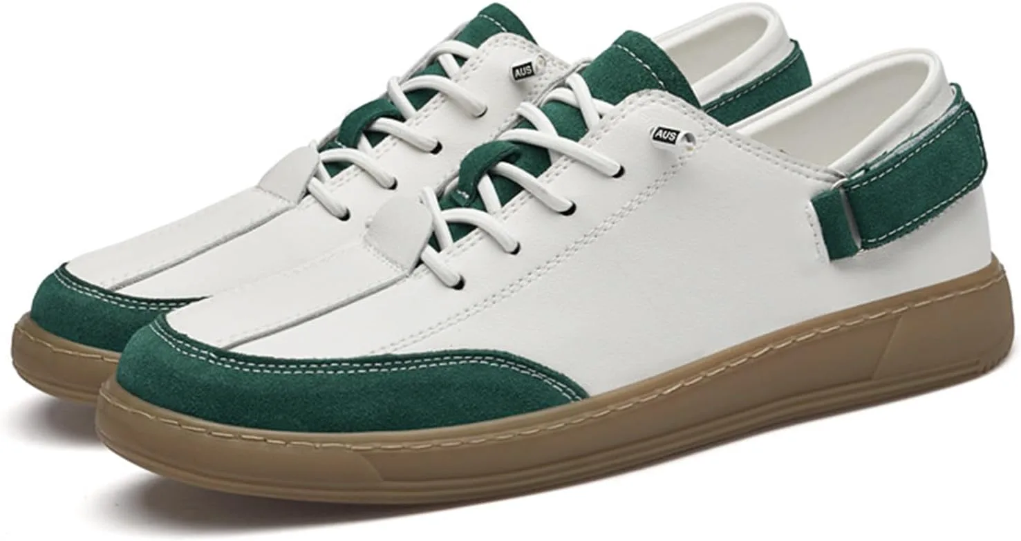 

Мужские кожаные кроссовки с эластичной шнуровкой, низкие, стильные, с контрастной расцветкой, на плоской подошве, с застежкой-липучкой, для повседневной носки, прогулок, катания на скейтборде, для вождения и работы в офисе XOEKD, зеленый