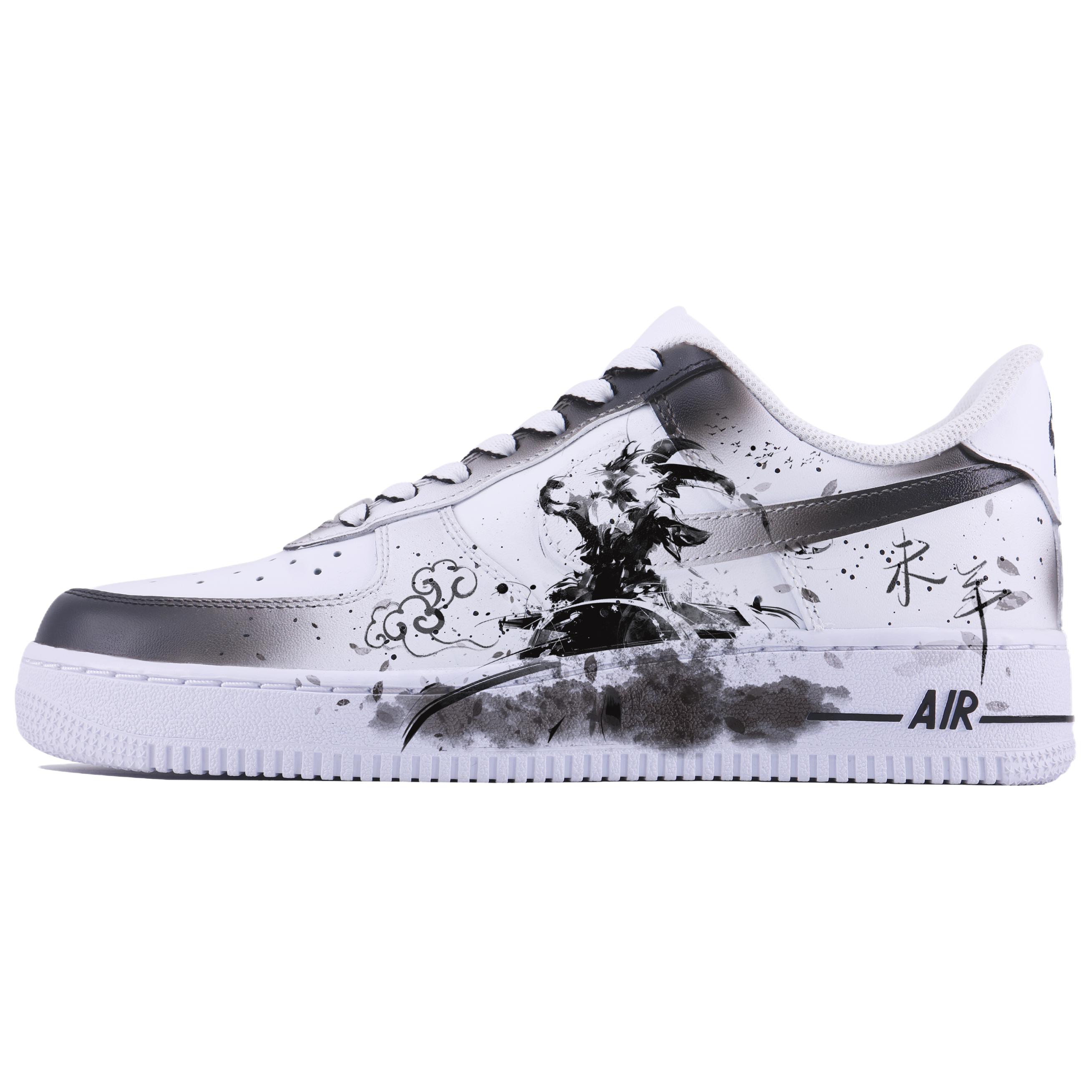 

Nike Кроссовки Air Force 1 Three Sheep Bringing Prosperity SDS, износостойкие, низкие, для скейтбординга, мужские, белые, черные