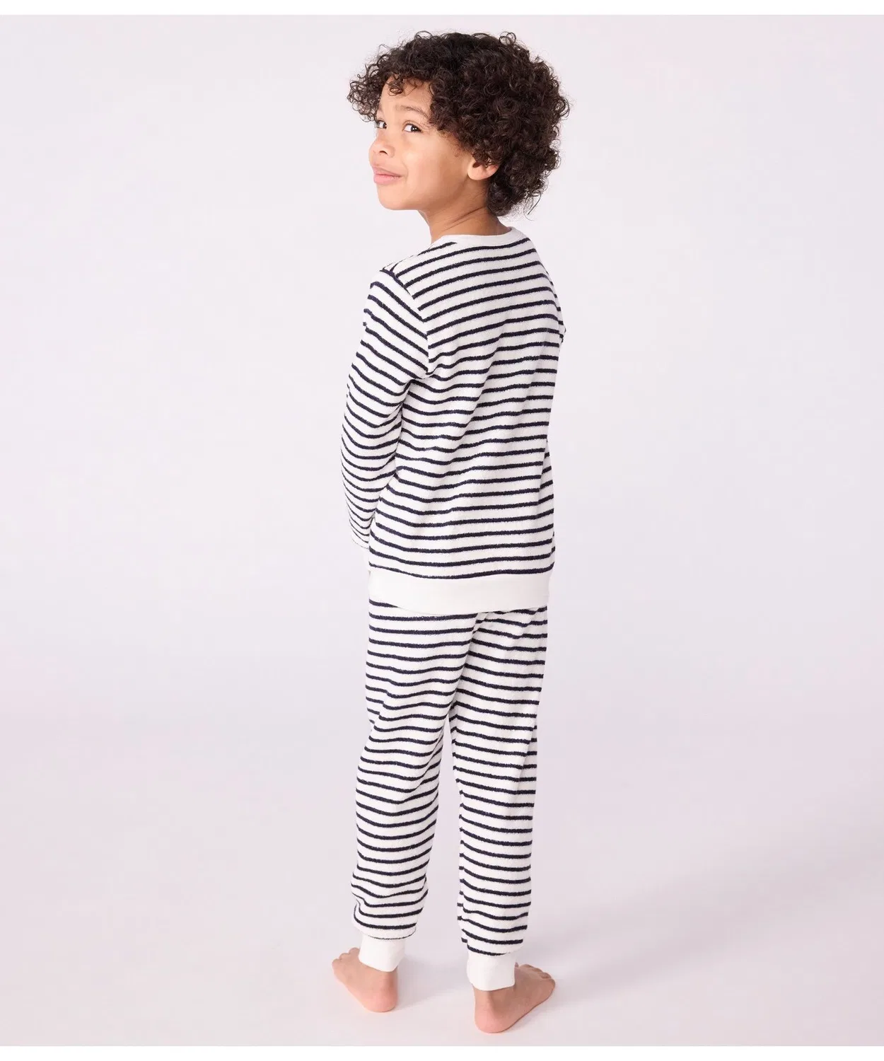 Пижама длиннорукавная Petit Bateau полоска бело-голубая — фото 2