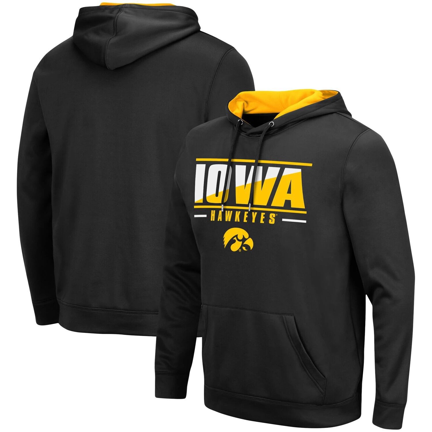 

Мужской пуловер с капюшоном Colosseum Black Iowa Hawkeyes Slash Stack 2.0