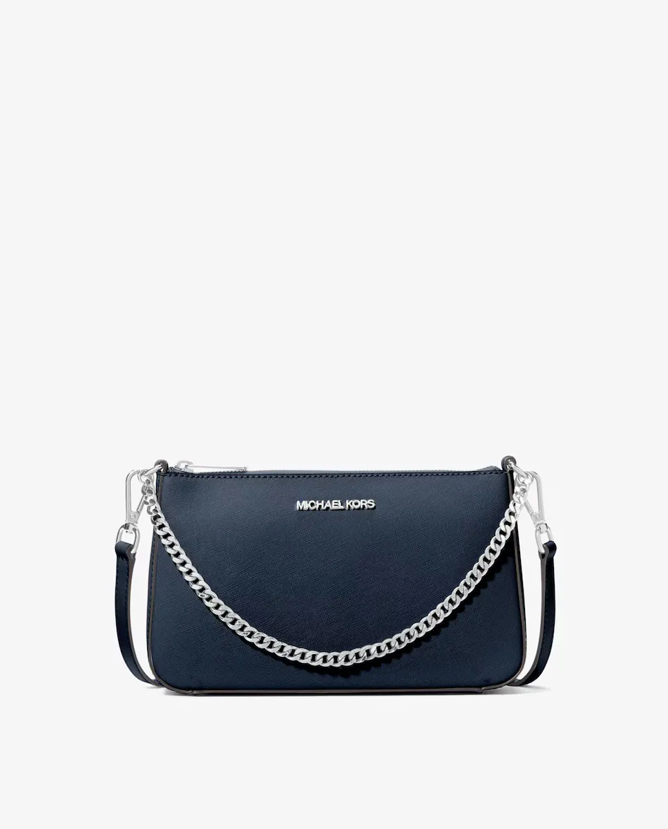 

Женская кожаная сумка через плечо Jet Set с серебряной цепочкой Michael Michael Kors, темно-синий