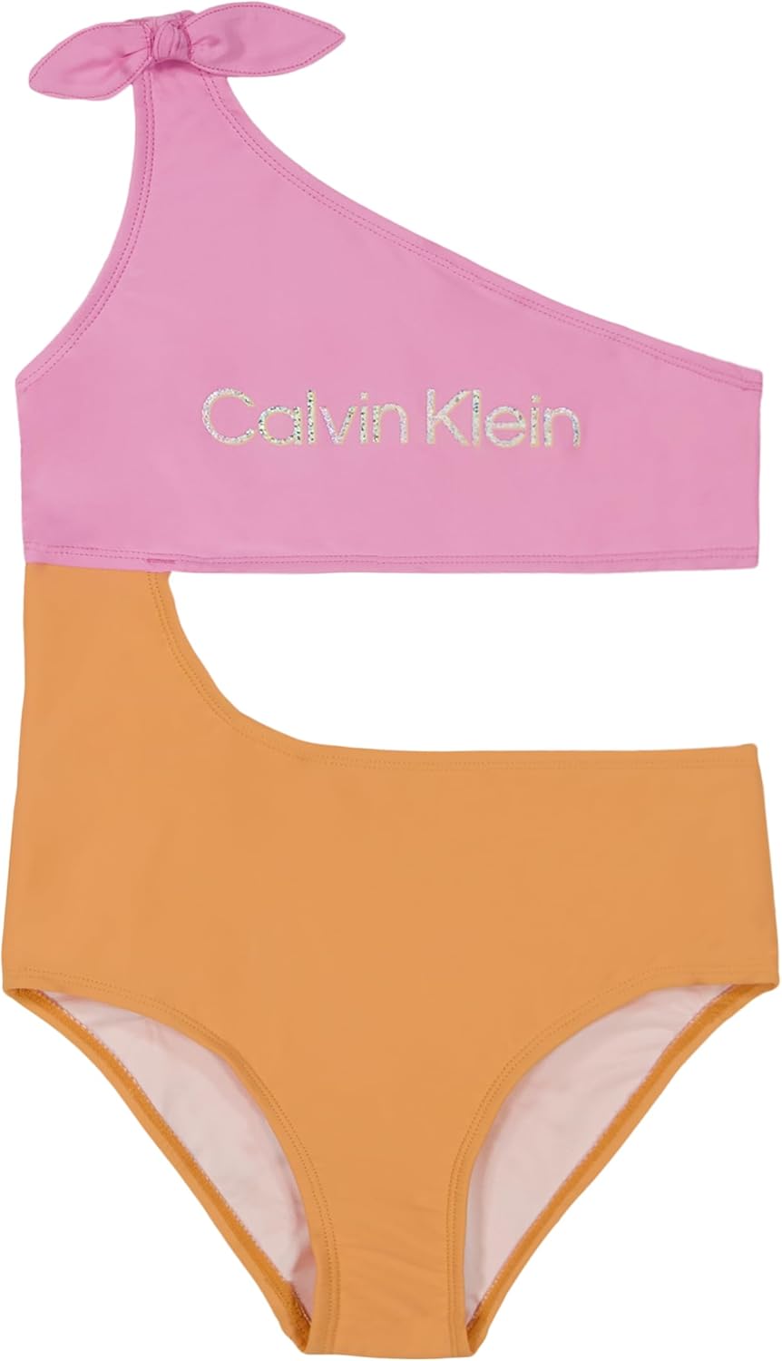 

Слитные и раздельные купальники-бикини Calvin Klein для девочек с защитой от солнца UPF 50+, быстросохнущие., Pink Frosting