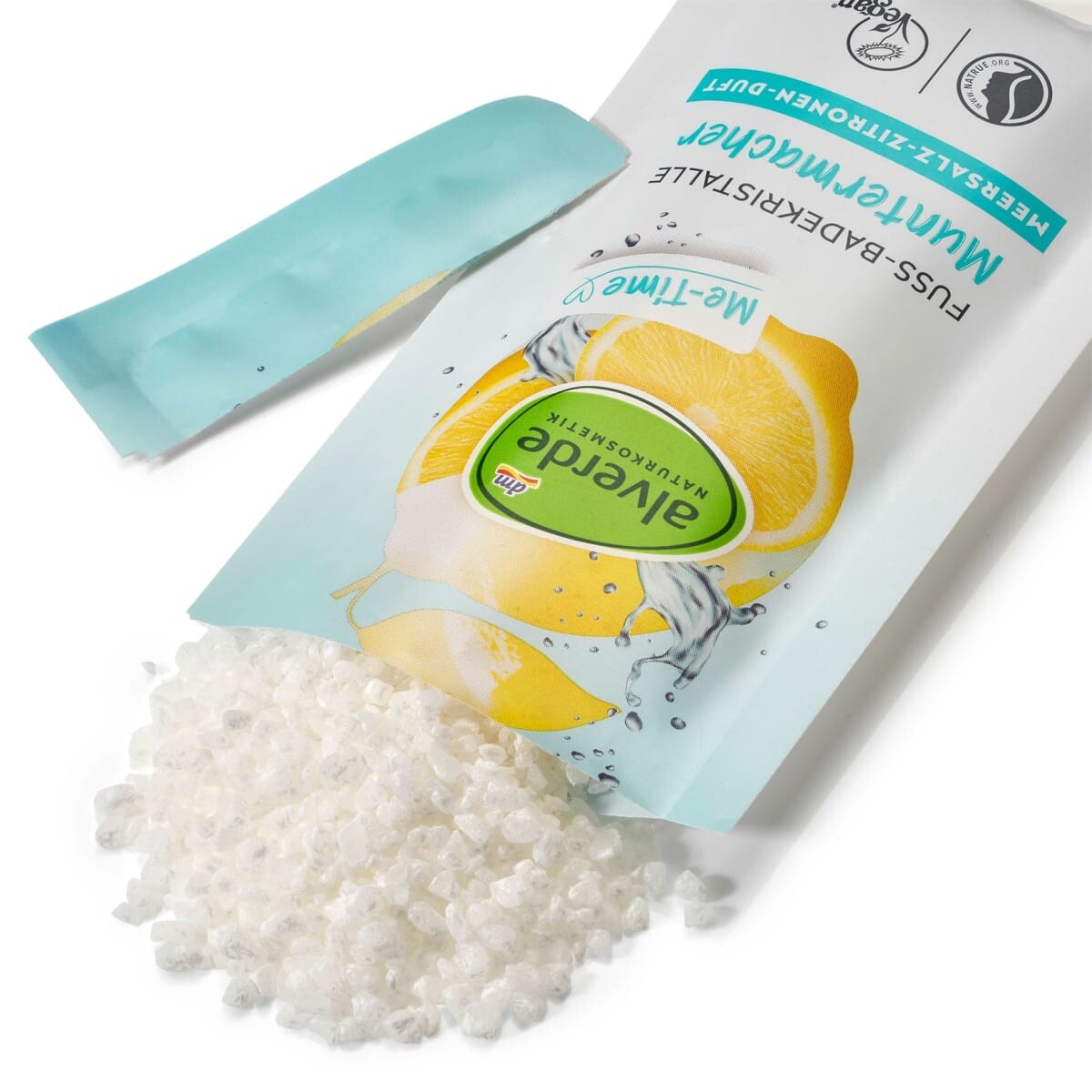 Кристаллы для ванночек для ног морская соль лимон 40г alverde NATURKOSMETIK — фото 2
