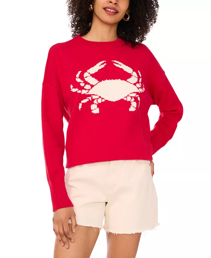 

Женский расслабленный свитер из хлопка с круглым вырезом Crab Vince Camuto, розовый