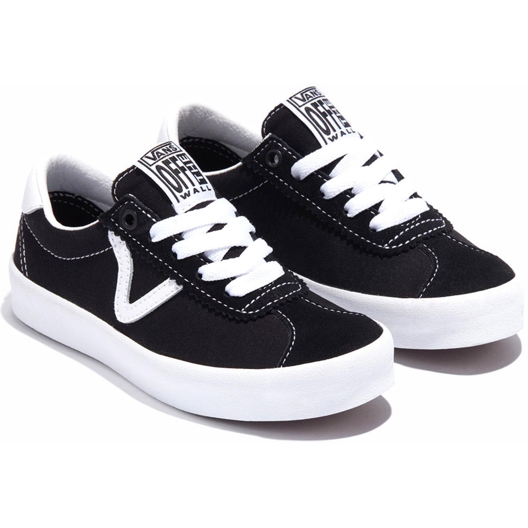 Детские спортивные низкие повседневные кроссовки Vans, Black/White — фото 3