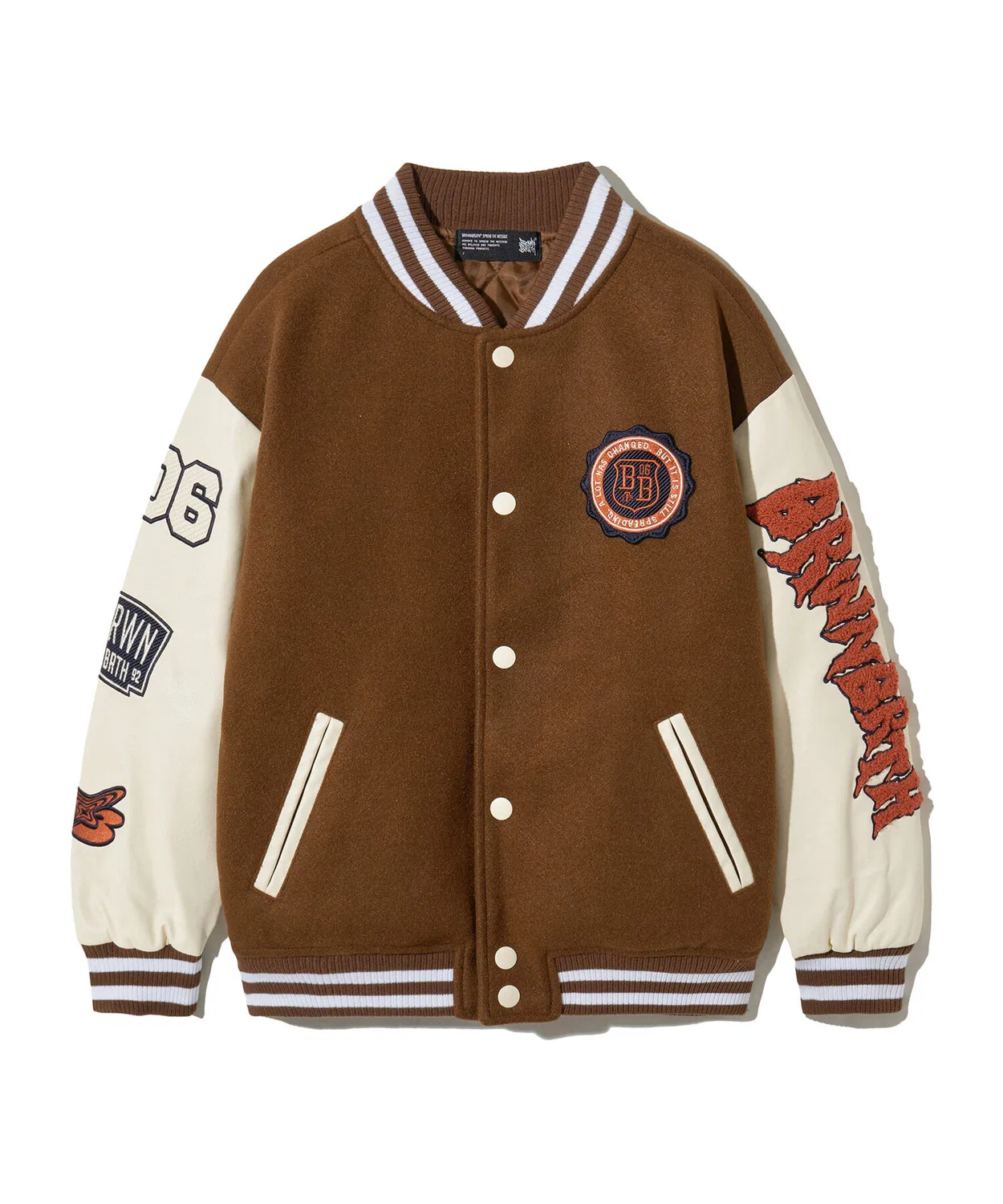 Детская коричневая университетская куртка с нашивками от Brownbreath Kids — фото 2