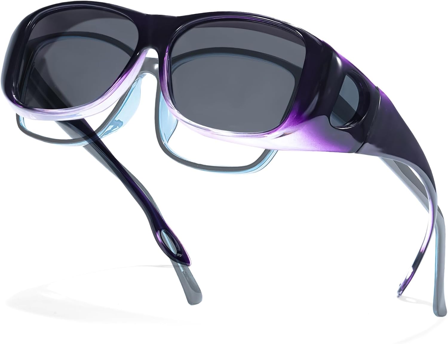 

Поляризованные солнцезащитные очки, надеваемые поверх обычных очков, для женщин и мужчин, стильные, с защитой от УФ-излучения, идеально подходят для вождения Thryvox, A03 Gradient Purple Frame Grey Lens