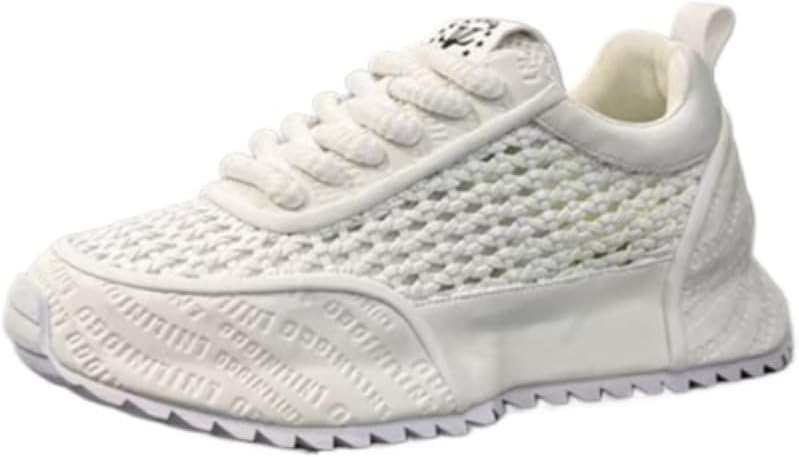 

Мужские вязаные кроссовки с платформой, дышащие шнурованные прогулочные обувь с эффектом увеличения роста для повседневной носки Azttoztto, белый