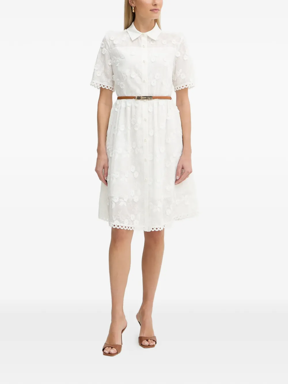 

Платье мини с цветочной вышивкой Fracomina, белый