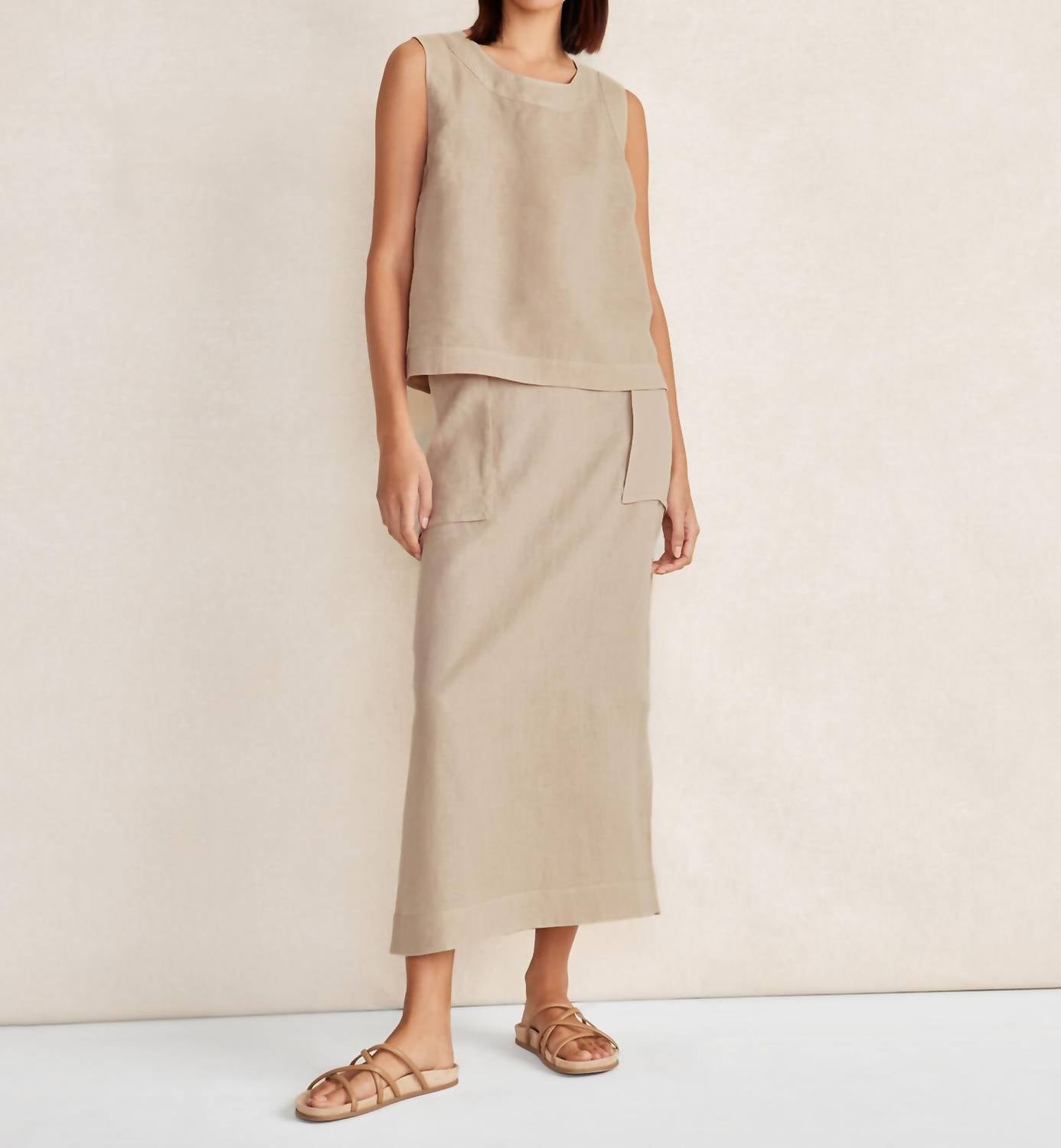 

Юбка-карго из льна цвета латте-беж Haven Well Within, цвет latte beige