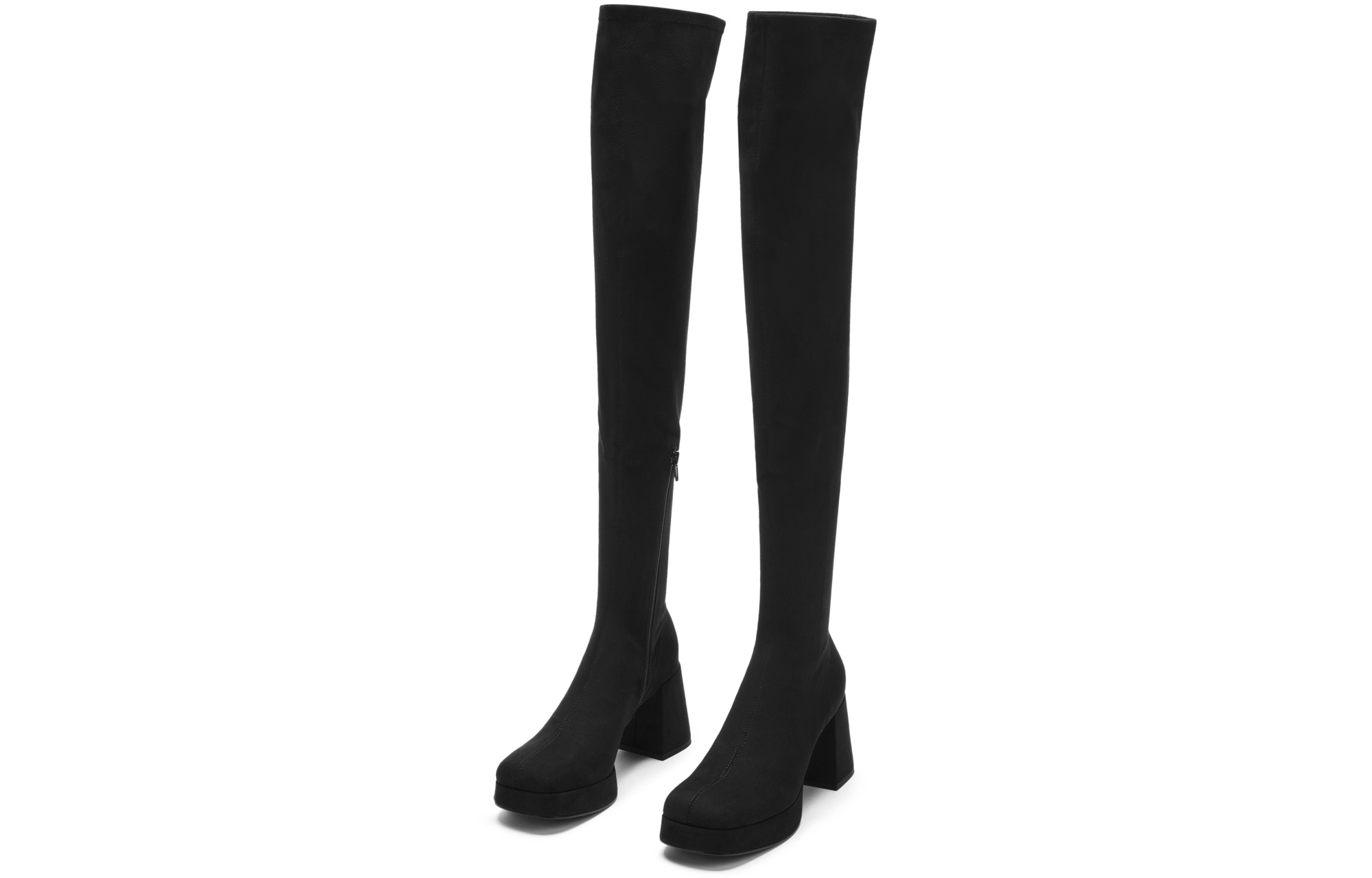 CHARLES&KEITH Черные текстурированные ботильоны до колена на каблуке 8 см, цвет BLACK TEXTURED Black Textured — фото 4