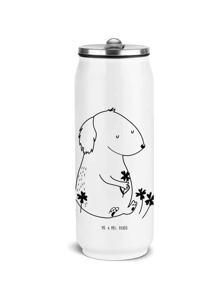 

Mr. & Mrs. Panda Белая бутылка для воды в виде собаки с изображением клеверного листа, без слогана